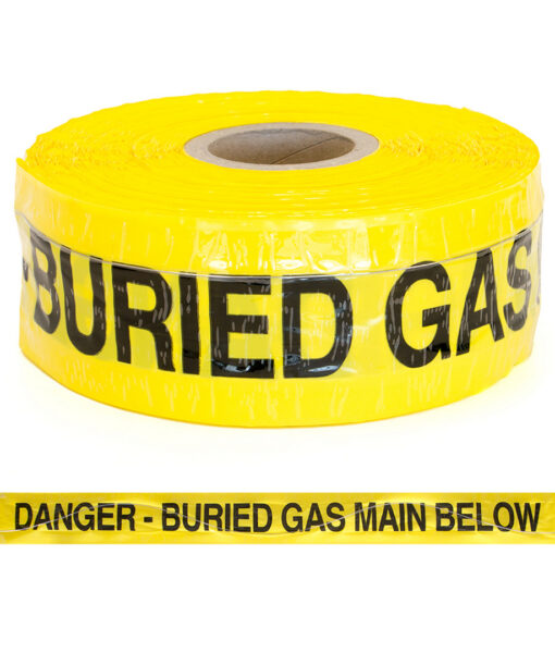 Wavelay Detectatape "Danger Buried Gas Main Below"c/w s/steel tracer wire 100mmx250m