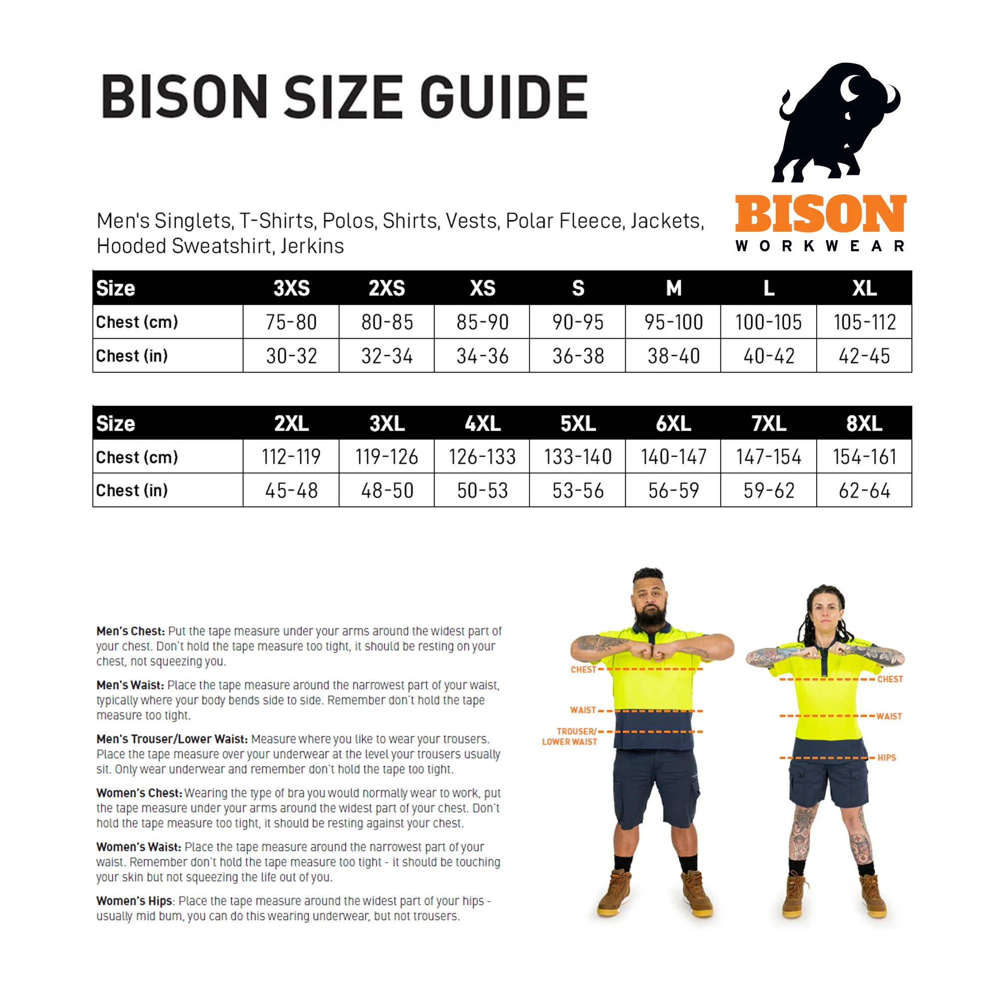 bison size guide 2